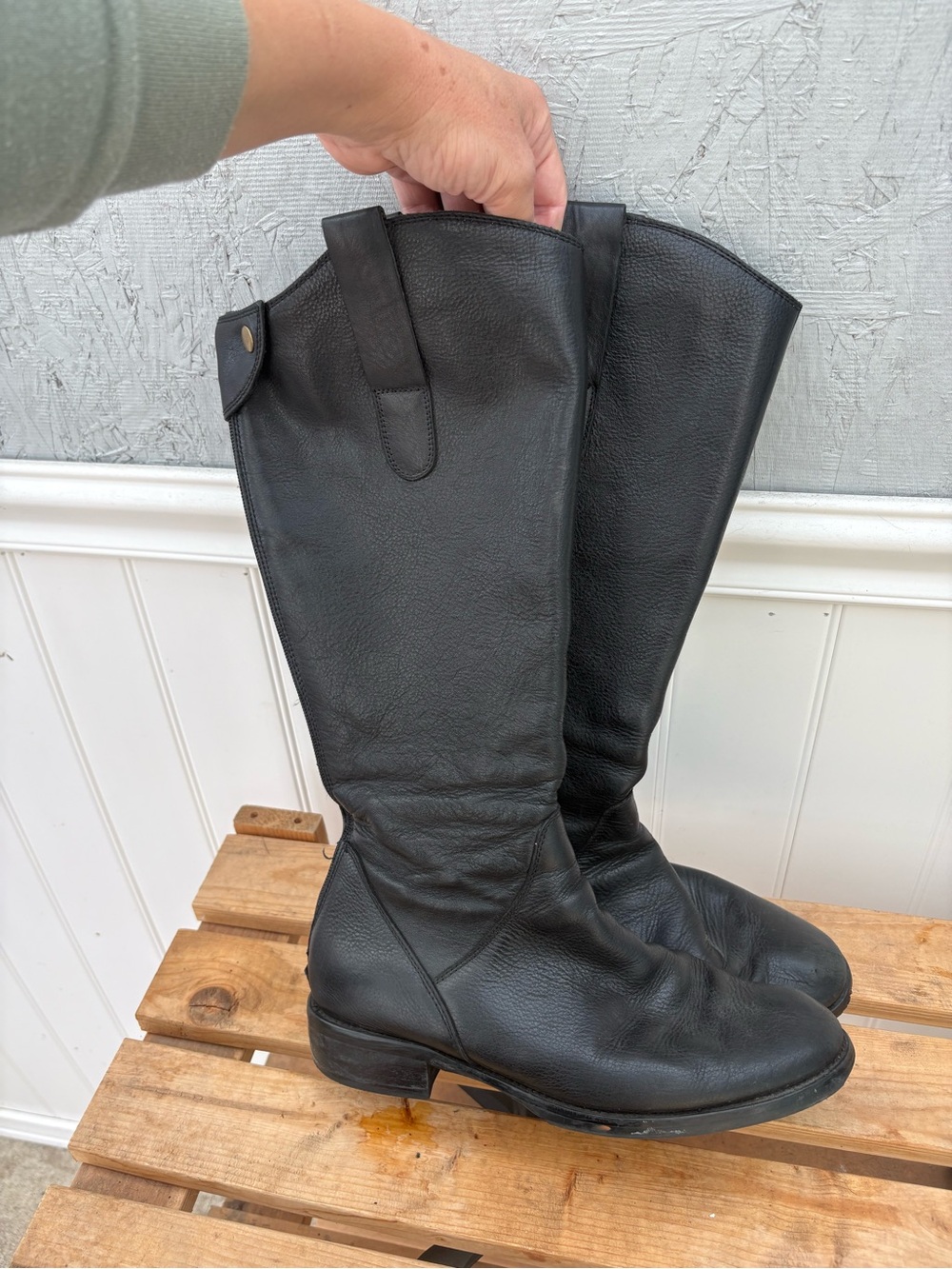 Miz Mooz Black Leather Tall Pull-On Riding Boots